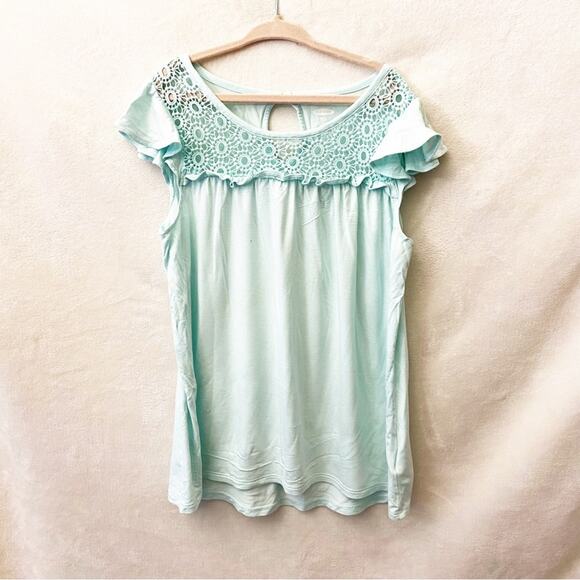 Girl's Light Blue Old Navy Tee sz 8 Flutter Sleeve Short Sleeve Tee - Picture 1 of 5
